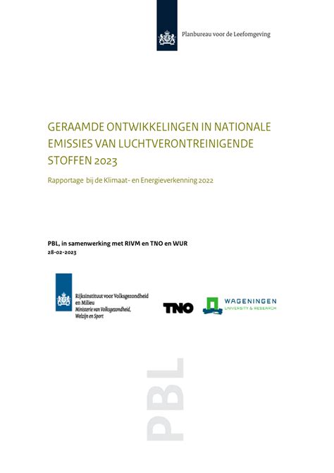 PDF Geraamde Ontwikkelingen In Nationale Emissies Van