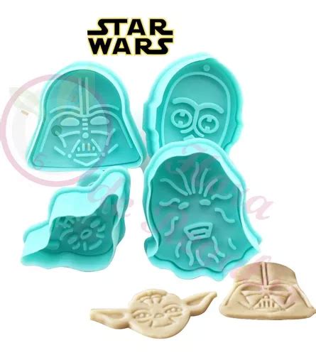 Set 4 De Cortantes Expulsor Star Wars Cookie Fondant MercadoLibre