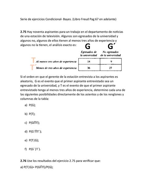 Ejercicios Pag 67 Bioestadistica Serie De Ejercicios Condicional