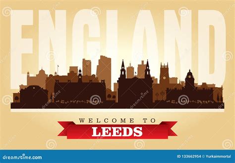 Leeds United Kingdom City Skyline Vector Silhouette Stock Vector