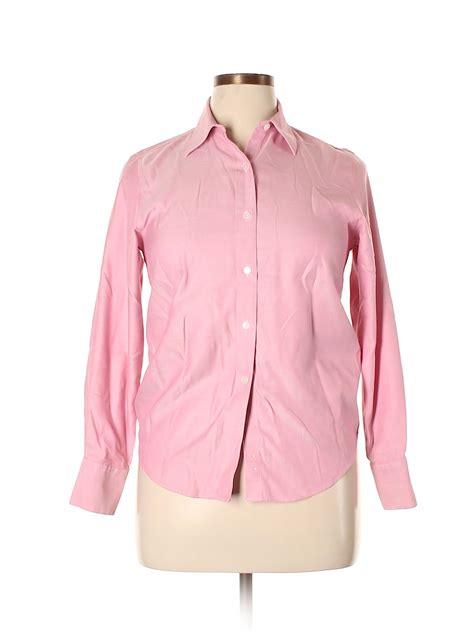 Talbots Long Sleeve Button Down Shirt Pink Solid Women S Tops Size 6