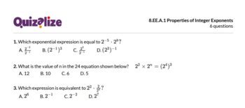 8 EE A 1 Properties Of Integer Exponents 8th Grade Math Print Scan