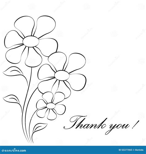 Flower Illustrations, Thank You Card Stock Illustration - Image: 55377065