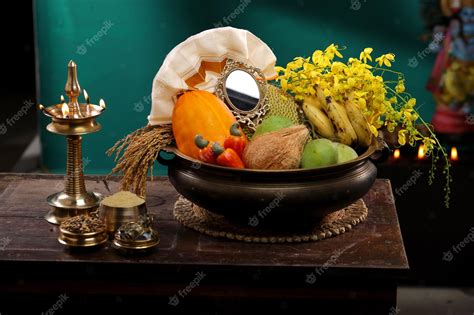 Premium Photo | Kerala festival rituals of Vishu festival Vishukkani or ...