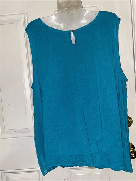 Roz Ali Embellished Aqua Color Sleeveless Top X Bust Ebay