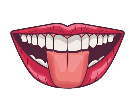 Boca Pop Art Lengua Fuera Icono Aislado Vector Gratis