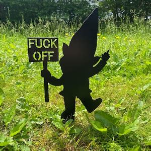 Rude Gnome Garden Stake Fuck Off Funny Gnome Gag Gift Gift Idea Garden Stake Yard Stake