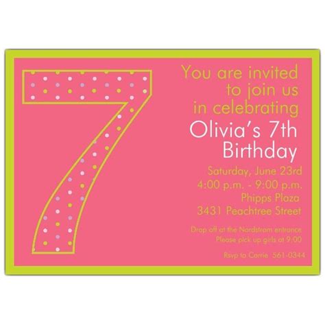 Free Printable 7th Birthday Invitation