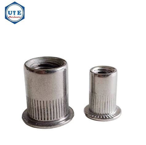 Stainless Steel Large Flat Head Rivet Nut With Cylinder Body Half