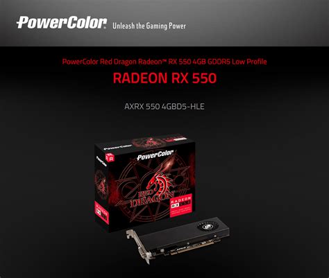 Placa De Vídeo Powercolor Radeon Rx 550 Red Dragon 4gb Gddr5 Low Profile 128 Bit Pci Express 3 0