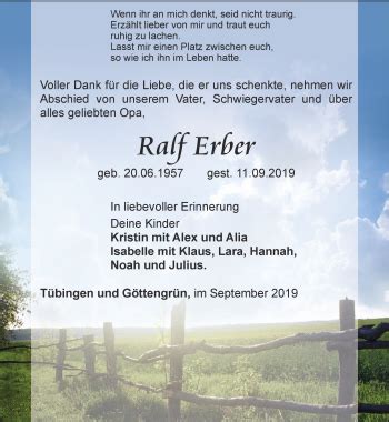 Traueranzeigen Von Ralf Erber Trauer In Thueringen De