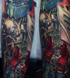 Colourful transformers tattoo