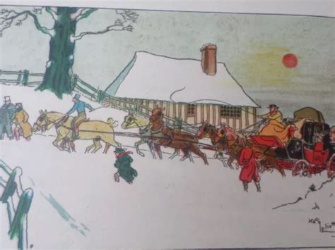 HARRY ELIOTT Diligence Dans La Neige Estampe Au Pochoir EUR 35 00