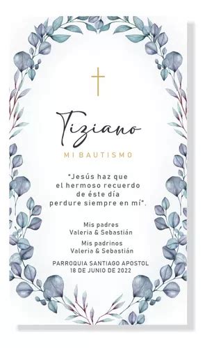 Tarjeta Estampas Bautismo Azul Personalizada P Imprimir