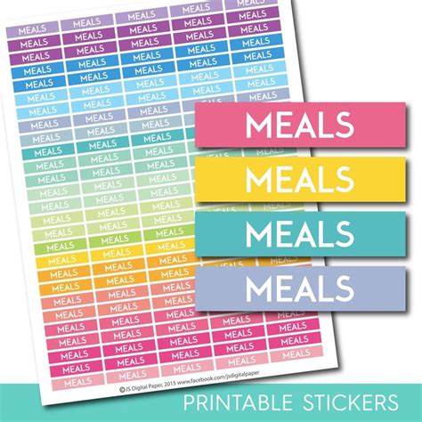 Meal Header Stickers Meal Planner Stickers Food Printable Stickers