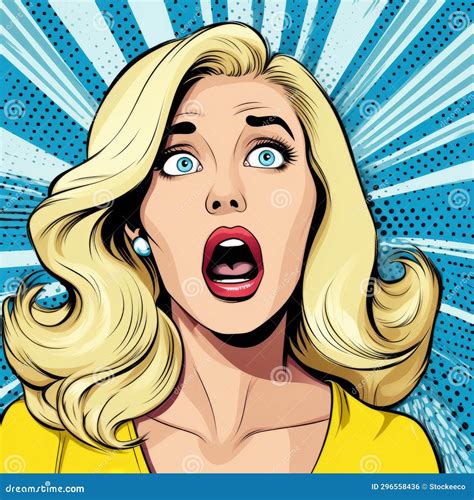 Shocked Woman In Pop Art Style Comic Illustration Stock Illustration