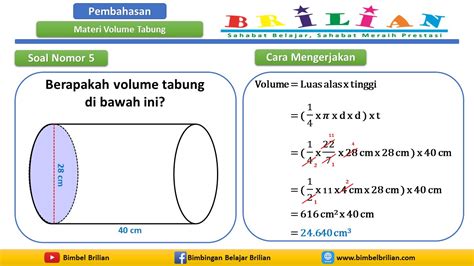 Cara Mencari Volume Tabung Contoh Soal Dan Video Bimbel Brilian