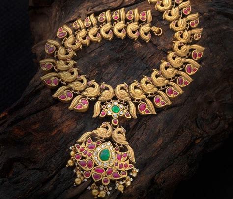 Traditional Antique Gold Peacock Necklace Designs