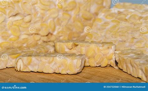 Raw Slices Of Tempeh Typical Indonesian Food Fermented Made From