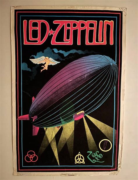 Led Zeppelin Black Light Poster Vintage Original 949 Funky Enterprise ...