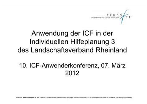 Anwendung Der Icf In Der Individuellen Hilfeplanung Des Dgrw