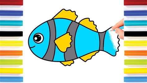 How To Draw Colorful Fish Drawing And Colours For Childrens With