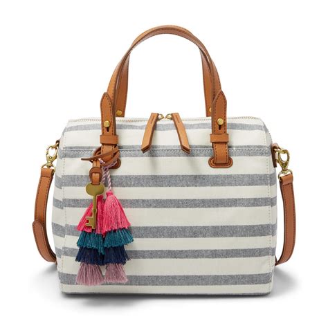 Fossil Rachel Satchel Handbags Blue Stripe Lyst