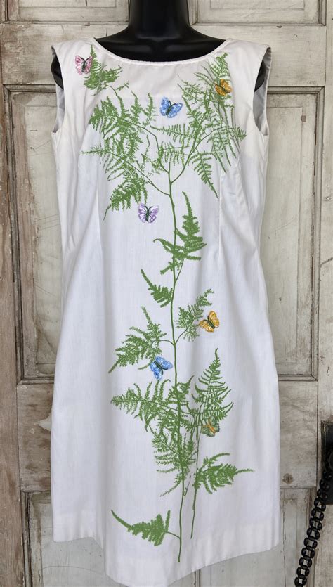 Vintage Barney Linens Lingerie Dress Butterflies Med Gem