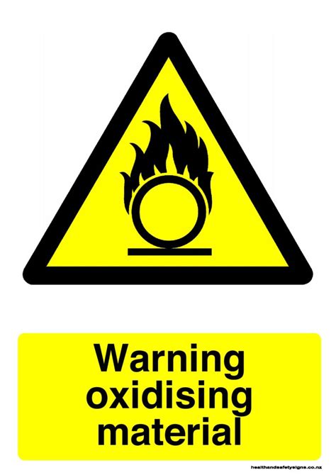 Warning Oxidising Material Warning Sign Health And Safety Signs