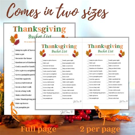 Thanksgiving Bucket List Printable Game Thanksgiving Etsy