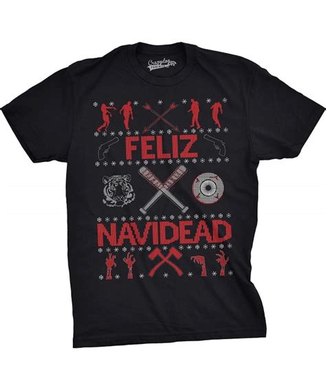 Crazy Dog Tshirts Mens Feliz Navidead Tshirt Zombie Funny Ugly Christmas Holiday Party Guys Tee ...