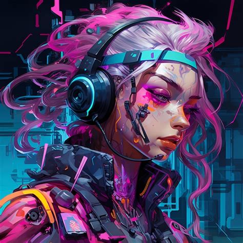 Premium Photo Cyberpunk Neon Pink Girls