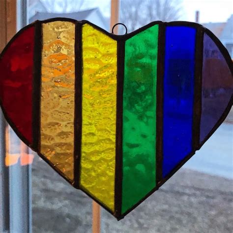 Stained Glass Rainbow Heart Etsy