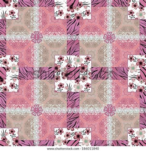 Patchwork Seamless Floral Pattern Texture Background Stock Illustration