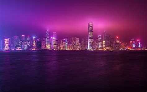 Wallpaper Lights Sea City Cityscape Hong Kong Night Building Reflection Skyline