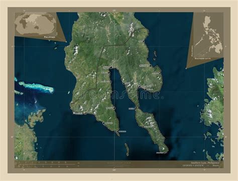 Southern Leyte Philippines High Res Satellite Labelled Points Stock