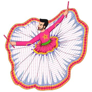 Boy Dancing Dandiya Wearing Traditional Ghagra Vector Dandiya Dance