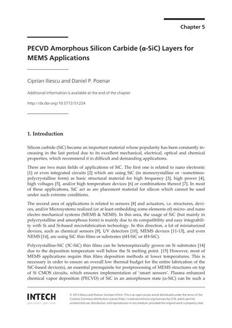 PDF PECVD Amorphous Silicon Carbide α SiC Layers for MEMS