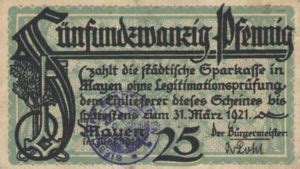 Banknote Pfennig German Notgeld Mayen Gra M B Tie Bb