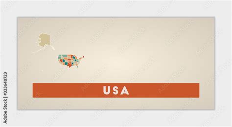 USA poster. Map of the country with colorful regions. Shape of USA with ...