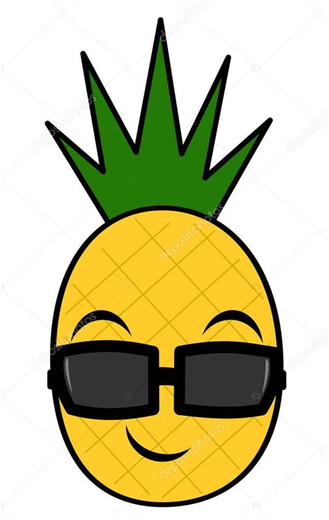 Vector Cartoon Pineapple With Sunglasses Cute Cartoon Pineapple With Sunglasses Vector