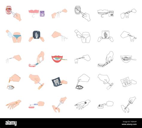 Manipulation By Hands Cartoon Outline Icons In Set Collection For