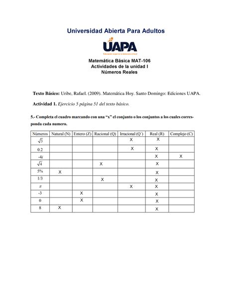 Tarea Matematica Ejercicios Universidad Abierta Para Adultos