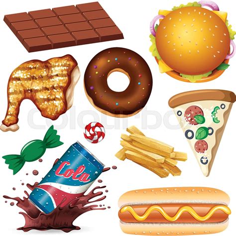 A Set Of Unhealthy Food Stock Vector Colourbox