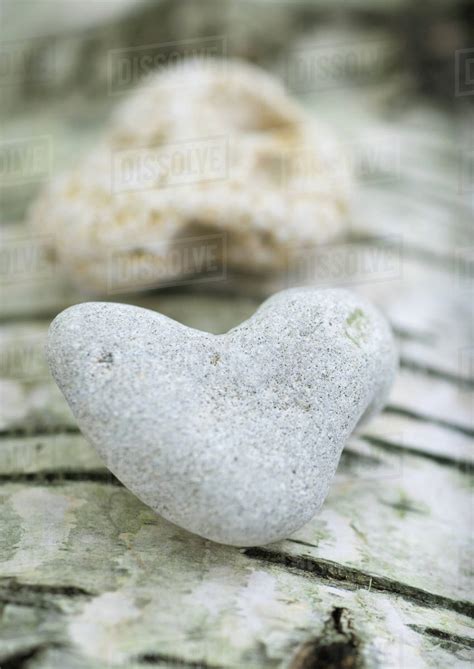 Heart Shaped Stones On Bark Background Extreme Close Up Stock Photo