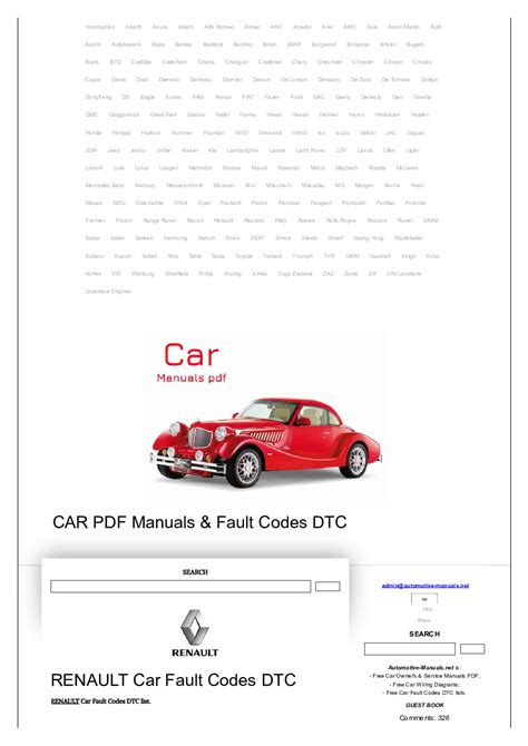 RENAULT Fault Codes DTC Car PDF Manual Wiring Diagram Fault Codes