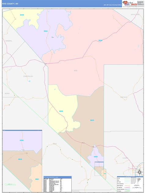 Nye County, NV Wall Map Color Cast Style by MarketMAPS