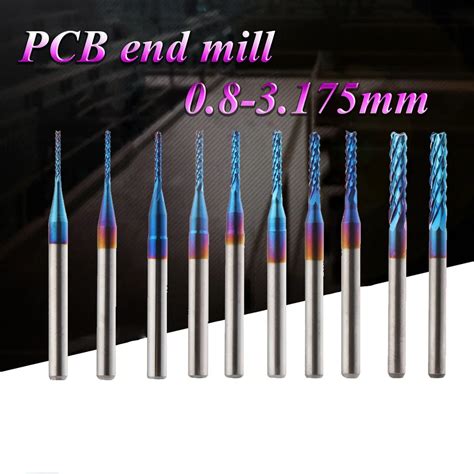 0 8 3 175mm Titanium Coated End Mill Milling Cutter Blue Edge Cutter