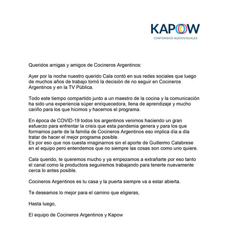 La Sorpresiva Desvinculación De Guillermo Calabrese De Cocineros