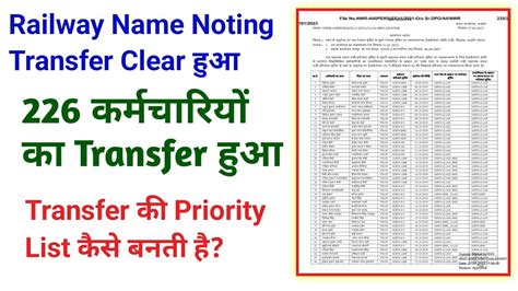 Railway Own Request Transfer Clear Transfer Priority List